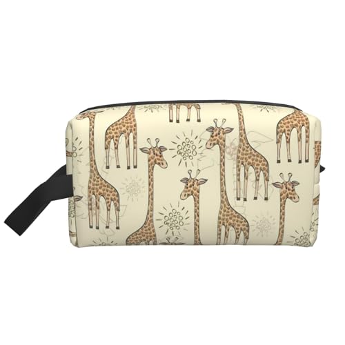 VPPUR Handgezeichneter Giraffen-Druck, großes Fassungsvermögen, mit Reißverschluss, Reise-Kosmetik-Organizer für Toilettenartikel, Make-up, Weiss/opulenter Garten, Einheitsgröße von VPPUR