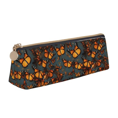 VPPUR Heaps of Orange Monarch Butterflies Print Daily Small Pencil Case Triangle Pouch with Zippered Pen Holder for Writing Tools, Weiß, One Size von VPPUR