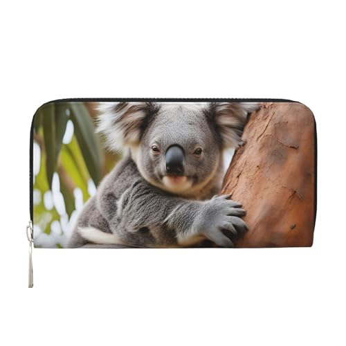 VPPUR Hugging Tree Koala 1 Print Hand Wallet Crafted Lady Wallet for Women Wallet Clutch for Travel Casual Trendy, Schwarz, Einheitsgröße, Kunst von VPPUR