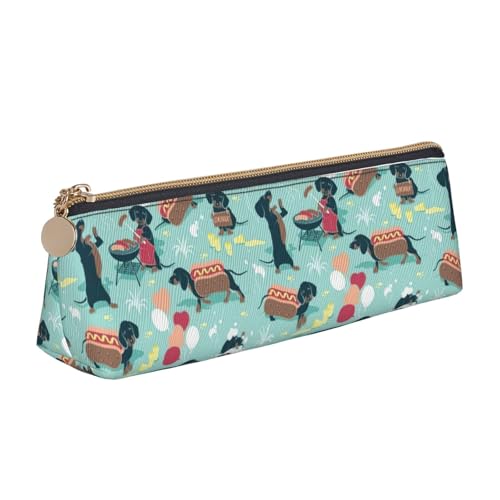 VPPUR Kleines Federmäppchen, Motiv: Hot Dogs und Limonade, dreieckig, mit Stifthalter mit Reißverschluss, für Schreibgeräte, Weiß, One Size von VPPUR