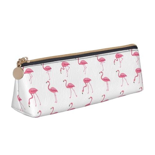 VPPUR Kleines Federmäppchen mit Flamingos auf weißem Druck, dreieckige Tasche mit Stifthalter mit Reißverschluss für Schreibwerkzeuge, Weiß, One Size von VPPUR