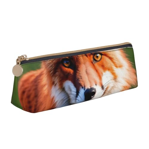 VPPUR Kleines Federmäppchen mit Fuchs-Aufdruck, dreieckig, mit Stifthalter mit Reißverschluss, für Schreibwerkzeuge, Weiß, One Size von VPPUR