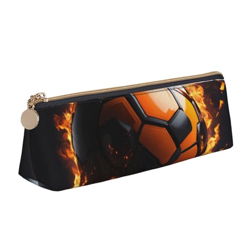 VPPUR Kleines Federmäppchen mit Fußball-Aufdruck, dreieckige Tasche mit Stifthalter mit Reißverschluss für Schreibwerkzeuge, Weiß, One Size von VPPUR