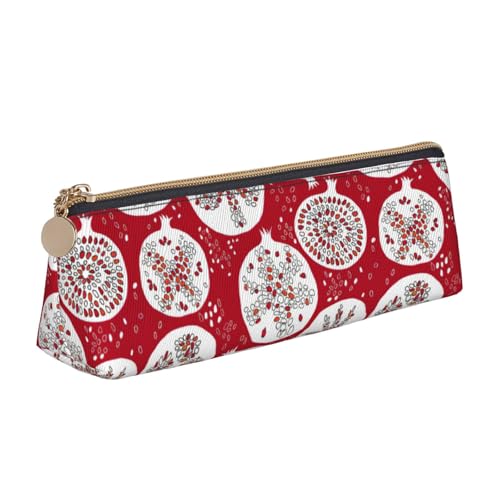 VPPUR Kleines Federmäppchen mit Granatapfel-Malerei-Druck, dreieckige Tasche mit Stifthalter mit Reißverschluss für Schreibwerkzeuge, Weiß, One Size von VPPUR