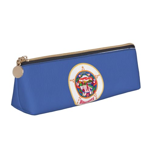 VPPUR Kleines Federmäppchen mit Minnesota-Staatsflaggen-Druck, dreieckige Tasche mit Stifthalter mit Reißverschluss für Schreibwerkzeuge, Weiß, One Size von VPPUR