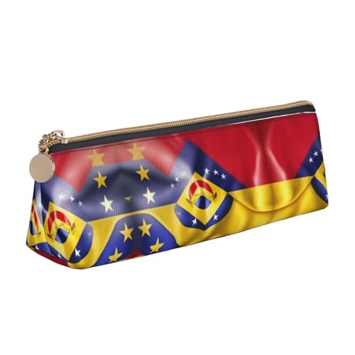 VPPUR Kleines Federmäppchen mit Venezuela-Flagge und Stifthalter mit Reißverschluss, für Schreibgeräte, Weiß, One Size von VPPUR