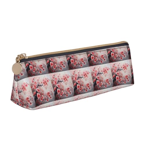 VPPUR Kleines Federmäppchen mit japanischem Kirschblumen-Druck, dreieckige Tasche mit Stifthalter mit Reißverschluss für Schreibwerkzeuge, Weiß, One Size von VPPUR