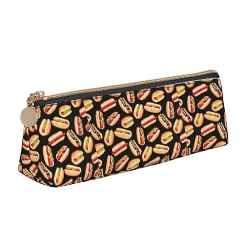 VPPUR Kleines Federmäppchen mit lustigem Aufdruck "Hot Dogs", dreieckige Tasche mit Stifthalter mit Reißverschluss für Schreibwerkzeuge, Weiß, One Size von VPPUR