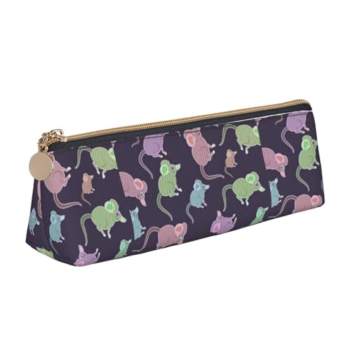 VPPUR Kleines Federmäppchen mit niedlichem Maus-Aufdruck, dreieckige Tasche mit Stifthalter mit Reißverschluss für Schreibwerkzeuge, Weiß, One Size von VPPUR