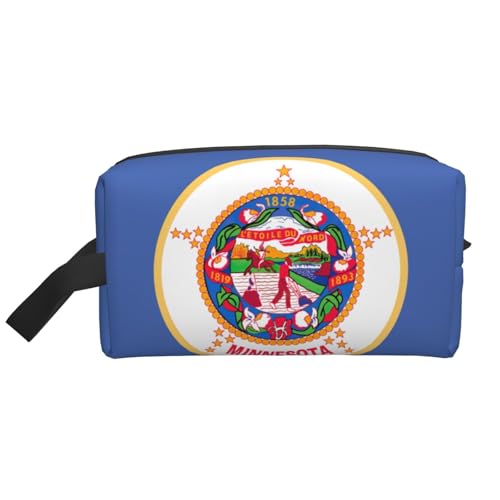 VPPUR Minnesota Aufbewahrungstasche mit Staatsflagge, großes Fassungsvermögen, mit Reißverschluss, Reise-Kosmetik-Organizer für Toilettenartikel, Make-up, Weiss/opulenter Garten, Einheitsgröße von VPPUR
