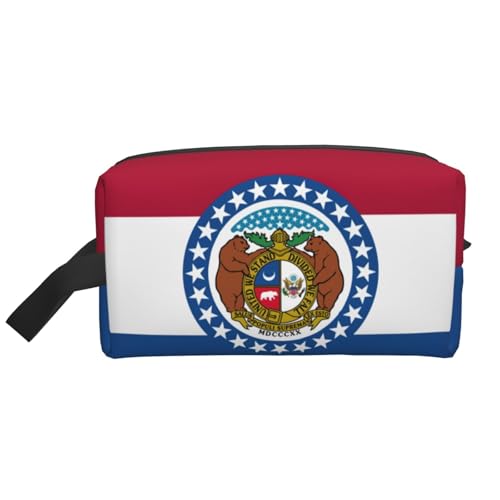 VPPUR Missouri Aufbewahrungstasche mit Staatsflagge, großes Fassungsvermögen, mit Reißverschluss, Reise-Kosmetik-Organizer für Toilettenartikel, Make-up, Weiss/opulenter Garten, Einheitsgröße von VPPUR