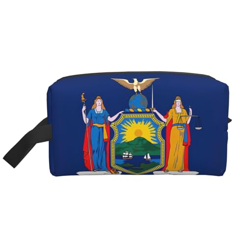 VPPUR New York State Flag Print Large Capacity Zippered Storage Bag Travel Cosmetic Organizer for Toiletries Makeup, Weiss/opulenter Garten, Einheitsgröße von VPPUR