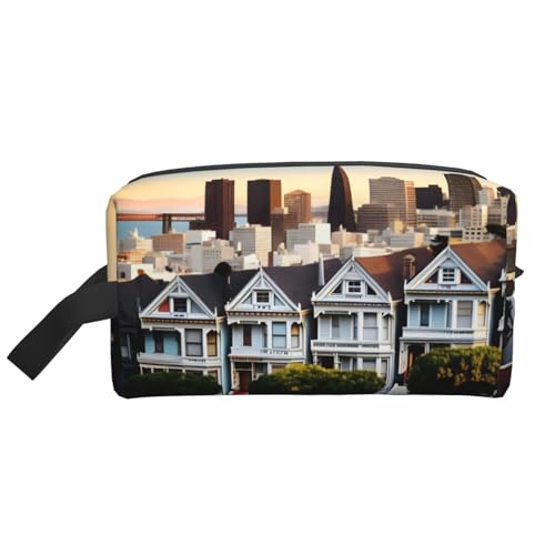 VPPUR San Francisco Aufbewahrungstasche mit Reißverschluss, großes Fassungsvermögen, Reise-Kosmetik-Organizer für Toilettenartikel, Make-up, Weiss/opulenter Garten, Einheitsgröße von VPPUR