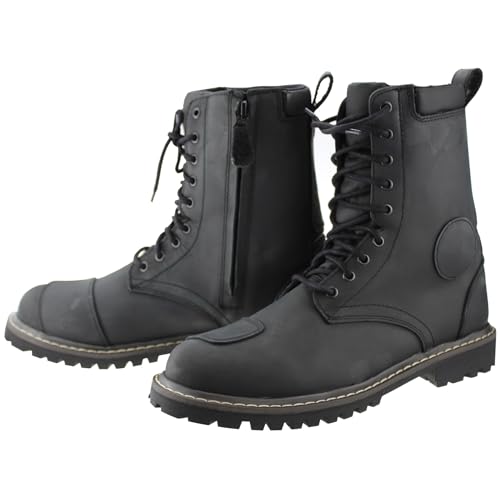 VPR Viper R30 Leather Motorcycle Touring Boots - Motorbike Riding Rugged Boot for Men CE Approved Waterproof - Reinforced Ankle Toe Protection Boot - Black - 11 UK von VPR