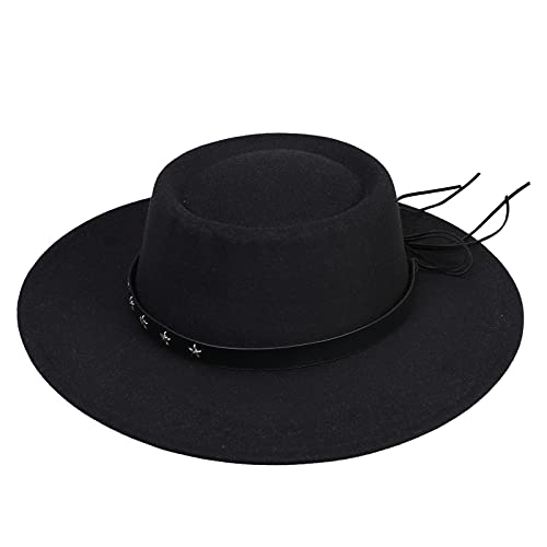 VPbao Damen Mädchen Wolle Breite Krempe Filz Bowler Fedora Hut Lady Floppy Cloche Derby Kirche Party Hüte - Faltbar, Schwarz , Einheitsgröße von VPbao