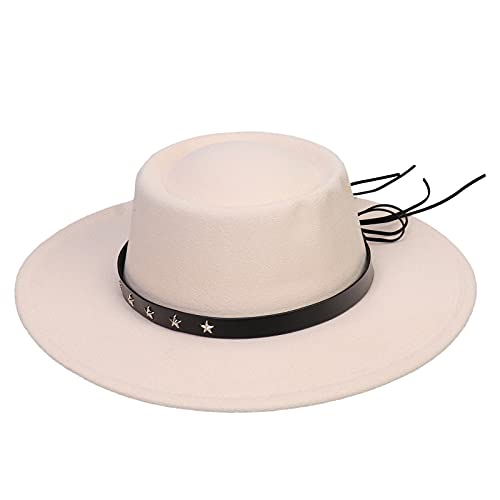 VPbao Damen Mädchen Wolle Breite Krempe Filz Bowler Fedora Hut Lady Floppy Cloche Derby Kirche Party Hüte - Faltbar, beige, Einheitsgröße von VPbao