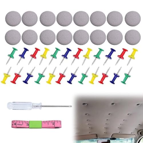 Dachhimmel Reparatur Set, KFZ Reparatur Nieten, 65 stück Dachhimmel Reparatur Set, Auto Dachhimmel Reparatur,mit Stecknadeln Schraubendreher Maßband für Alle Autos, Dachhimmel Reparaturset von VQEOEOT