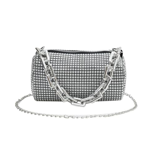Damen Strass Clutch Geldbörsen, Glitzer Abendtasche Umhängetasche, Clutch Glitzer Handtasche, Umhängetasche mit Kette, Braut Zubehö, für Hochzeit Abschlussball Party Freizeit Date, sliber von VQEOEOT