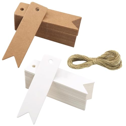 Kraftpapier Anhänger, 200 Stück, Geschenkanhänger Etiketten Kraftpapier Tags, Geschenkverpackung, mehrfarbig,für Handwerk, Hochzeit, Weihnachten, Geschenkverpackung von VQEOEOT
