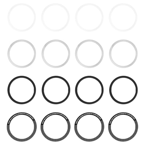 Magnet Ring Aufkleber, 16 Stück Metallringe Aufkleber, ultradünne Metallringe, universelles Magnetisches Konvertierungsset, kompatibel mit drahtloses Ladegerät Auto-Ladegerät auf den meisten von VQEOEOT
