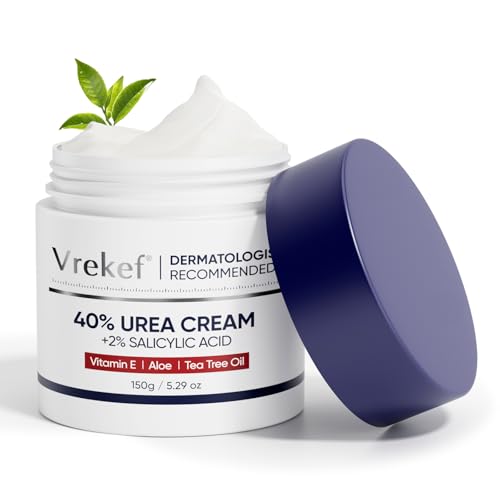 VREKEF Urea Creme 40 Prozent für Füße Maximale Kraft, Urea Creme 40% Plus Salicylsäure 2%, Fuß- & Handcreme für trockene Rissige (Classic) von VREKEF