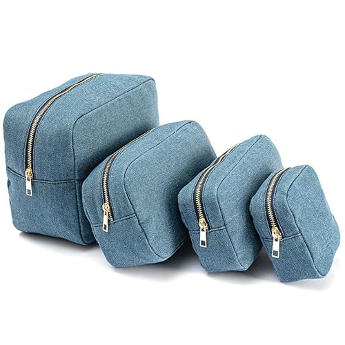 4Size SML XL Make-up Tasche Denim Kulturbeutel Männer und Frauen Lagerung Beauty Box Outdoor Reise Waschen Kosmetik Tasche Geschenk Veranstalter (Color : 4PCS) von VRILU