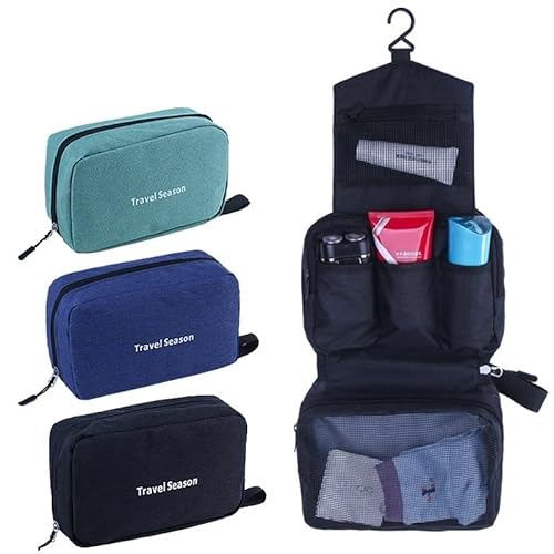 Hängende Reise-Kulturtasche for Damen und Herren, wasserdicht, for Make-up, Kosmetik, Kosmetikerin, Falttasche, Badezimmer- und Dusch-Organizer (Color : Black) von VRILU