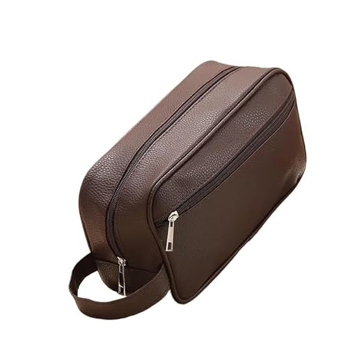 Männer wasserdichte Reise Toilettenartikel Lagerung Tasche PVC Kosmetik Tasche Tragbare Make-Up Organizer Männlichen Reißverschluss Handtaschen (Color : Brown) von VRILU