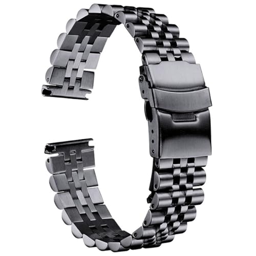 VRKRTVBLB Edelstahl-Metall-Uhrenarmband 18 mm-30 mm Unisex Geeignet for Smart Quartz(Black,28mm) von VRKRTVBLB