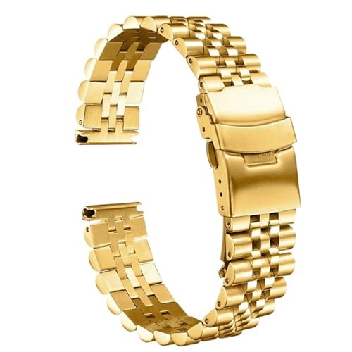 VRKRTVBLB Edelstahl-Metall-Uhrenarmband 18 mm-30 mm Unisex Geeignet for Smart Quartz(Gold,19mm) von VRKRTVBLB