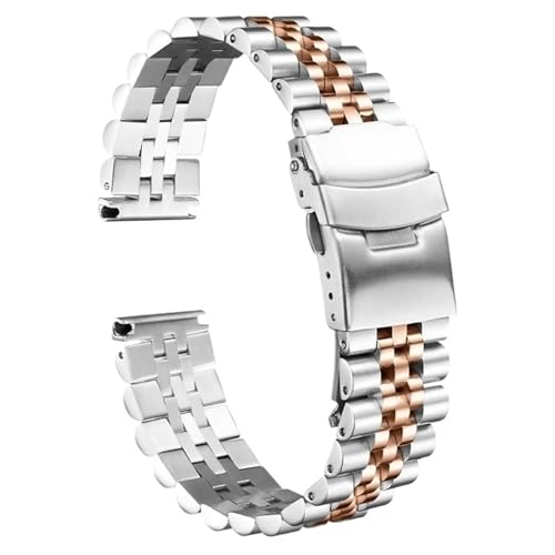 VRKRTVBLB Edelstahl-Metall-Uhrenarmband 18 mm-30 mm Unisex Geeignet for Smart Quartz(Silver Rose gold,23mm) von VRKRTVBLB