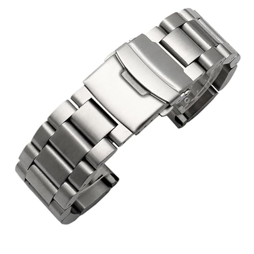 VRKRTVBLB Edelstahl Uhrenarmbänder Silber Schwarz 22mm 24mm 26mm Matte Metall Armband Armband Armbanduhr(Silver,26mm) von VRKRTVBLB