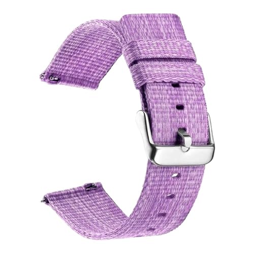VRKRTVBLB Schnellverschluss-Uhrenarmband aus Nylon-Canvas, 18 mm, 20 mm, 22 mm, Unisex-Armband, Ersatz-Uhrenarmband, Uhrenzubehör, geeignete Smartwatch, Quarzuhr(Purple,22mm) von VRKRTVBLB