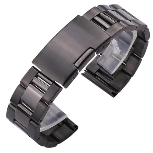VRKRTVBLB Uhrenarmband aus Edelstahl und Metall, 18 mm, 20 mm, 22 mm, 24 mm, 26 mm, 28 mm, 30 mm, Universal-Uhrenarmband, Faltschließe for Herren und Damen(Black,30mm) von VRKRTVBLB