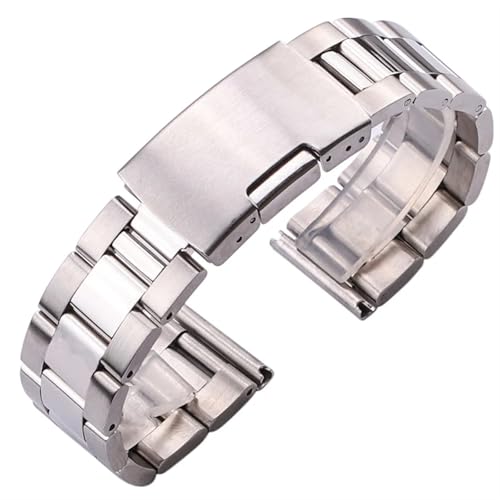 VRKRTVBLB Uhrenarmband aus Edelstahl und Metall, 18 mm, 20 mm, 22 mm, 24 mm, 26 mm, 28 mm, 30 mm, Universal-Uhrenarmband, Faltschließe for Herren und Damen(Silver,28mm) von VRKRTVBLB