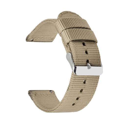 VRKRTVBLB Uhrenarmband aus Nylon und Canvas mit Schnellverschluss, 18 mm, 20 mm, 22 mm, 24 mm, Unisex-Uhrenarmband(Beige,22mm) von VRKRTVBLB