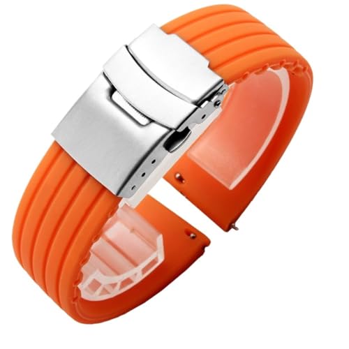 VRKRTVBLB Uhrenarmband aus Silikon mit Schnellverschluss, 16–24 mm, Unisex-Armband, Ersatzarmband aus Edelstahl, Faltschließe, geeignet for Smartwatches und Quarzuhren(E,22mm) von VRKRTVBLB