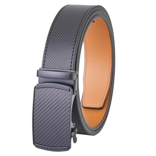 VRLEGEND Gürtel Herren Automatik Ledergürtel Ratsche Gürtel ohne Löcher für Business Anzug,Größe Angepasst,mit Geschenkbox （Schwarz-0191,Einstellbare 40W-44W=130cm von VRLEGEND