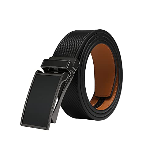 VRLEGEND Ledergürtel Automatik Herrengürtel Herren Gürtel Leder Braun & Schwarz Verstellbar Anzuggürtel 3.5cm Breit,Geschenke für Männer (110cm, Schwarz) von VRLEGEND