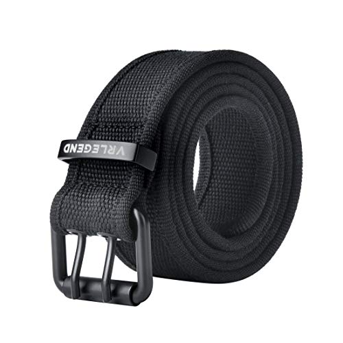 VRLEGEND Gürtel Herren Canvas Gürtel 120-180cm Jeans Gürtel Stoffgürtel Outdoor Casual Gürtel Militär Leinwand Stoff Gürtel Jeansgürtel Belts (120 cm, Schwarz) von VRLEGEND