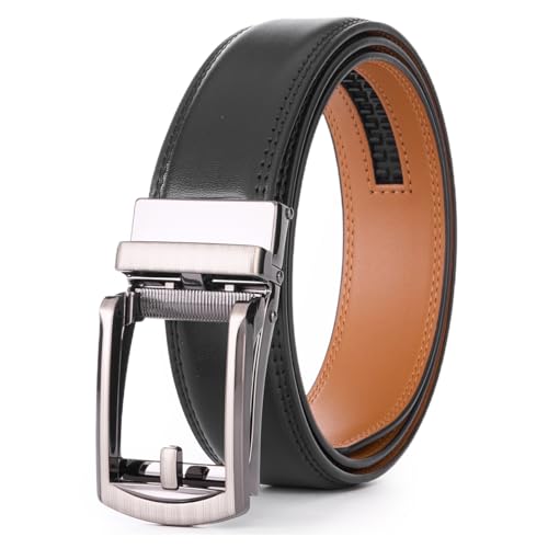 VRLEGEND Ledergürtel Herren Automatik - Verstellbar Anzuggürtel & Jeansgürtel für Männer 3,5cm breit mit Geschenkbox (110cm,Schwarz) von VRLEGEND