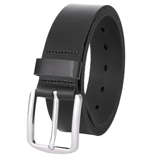 VRLEGEND Gürtel Herren Ledergürtel Echt Leder Jeansgürtel Herrengürtel 3.8cm Mit Geschenkbox（Schwarz-02,105cm） von VRLEGEND