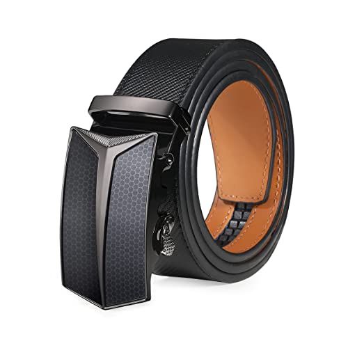 VRLEGEND Gürtel Herren Ledergürtel mit Automatikschließe Einstellbar 110cm-170cm Leder Gürtel Automatik Jeans Belt (Einstellbare 110cm, Schwarz) von VRLEGEND