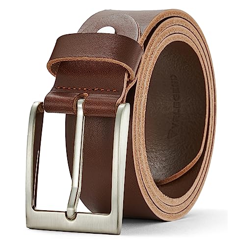 VRLEGEND Herren Gürtel Leder Hochwertiger Ledergürtel Vollrindleder Herrengürtel Gürtel Herren 3.8cm Breit Geschenk Mann (Braun, Gesamtlänge 135cm) von VRLEGEND