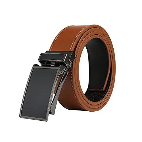 VRLEGEND Gürtel Herren Automatik Ledergürtel Ratsche Gürtel ohne Löcher für Business Anzug,Größe Angepasst,mit Geschenkbox （Braun,Einstellbare 44W-48W=140cm von VRLEGEND