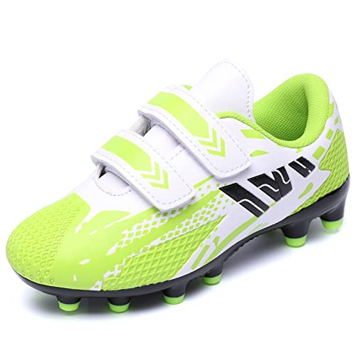 VRPKee Fussballschuhe Jungen Mädchen Fußballschuhe Kinder Halle Fussball Trainingsschuhe Low Top Multinocken Turnschuhe Sommer Outdoor Atmungsaktiv Sportschuhe Weiß Grün 37 von VRPKee