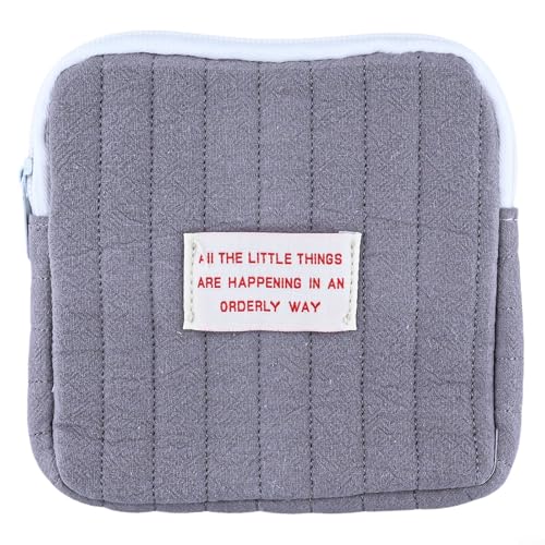 Damenbinden Kopfhörer Lippenstift Halter Kompakte Damen Kleine Tasche Weiches Baumwollmaterial, grau von VRTYVEYBB