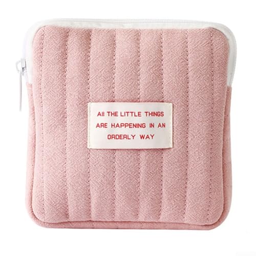 Damenbinden Kopfhörer Lippenstift Halter Kompakte Damen Kleine Tasche Weiches Baumwollmaterial, rose von VRTYVEYBB