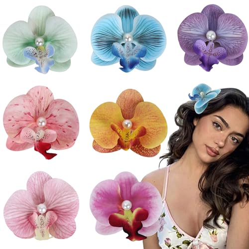 Hawaiianische Blumen-Haarspangen, Bohemian-Schmetterlings-Orchidee, künstliche tropische Phalaenopsis-Haarspange für Urlaub am Meer, Braut-Haarschmuck, Kopfbedeckung für Frauen und Mädchen (10,2 cm, 7 Hawaiianische Blumen-Haarspangen, Bohemian-Schmetterlings-Orchidee, künstliche tropische Phalaenopsis-Haarspange für Urlaub am Meer, Braut-Haarschmuck, Kopfbedeckung für Frauen und Mädchen (10,2 cm, 7 von VRbeatter