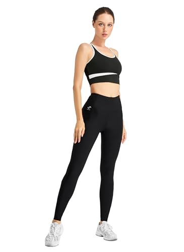 Variosports Damen mesh Leggings lang mit Handy-Taschen - Leggins Sporthose Hüfttasche für Smartphone (mesh2-schwarz, XL) von VS VARIOSPORTS